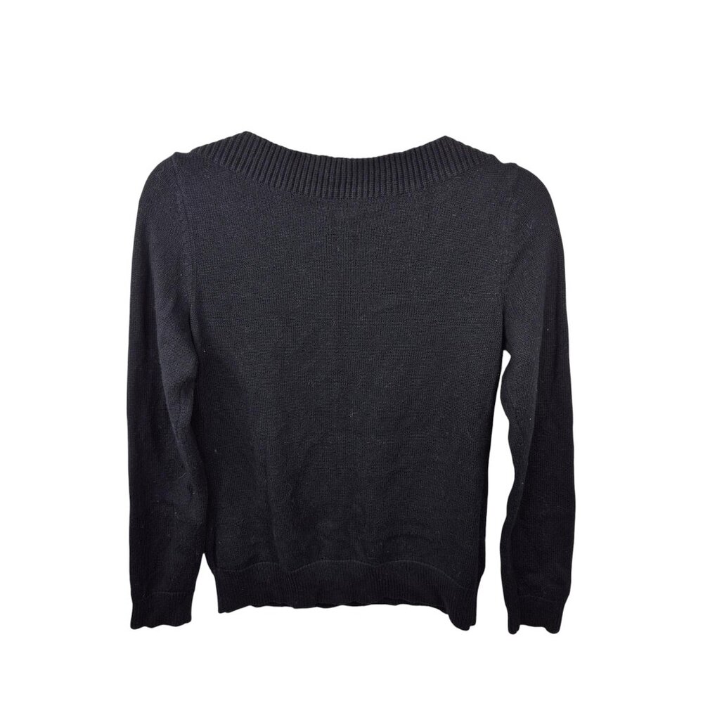 Lauren Ralph Lauren Womens Sweater Size S Black Boat Neck Knit Top Old Money - Picture 2 of 7